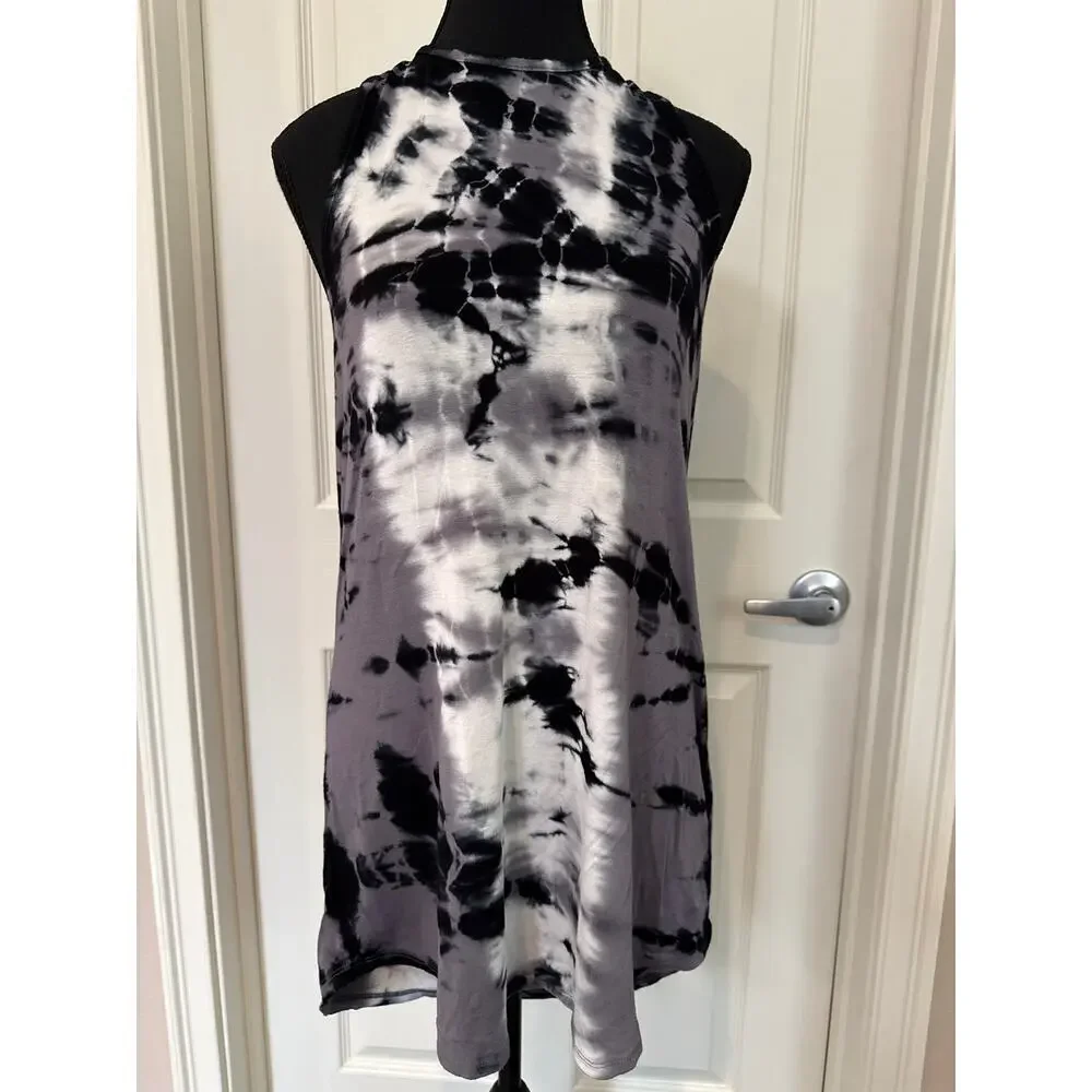 Mossimo Black Tie Dye Graphic  Sleeveless dress with exposed back zipper Sz L